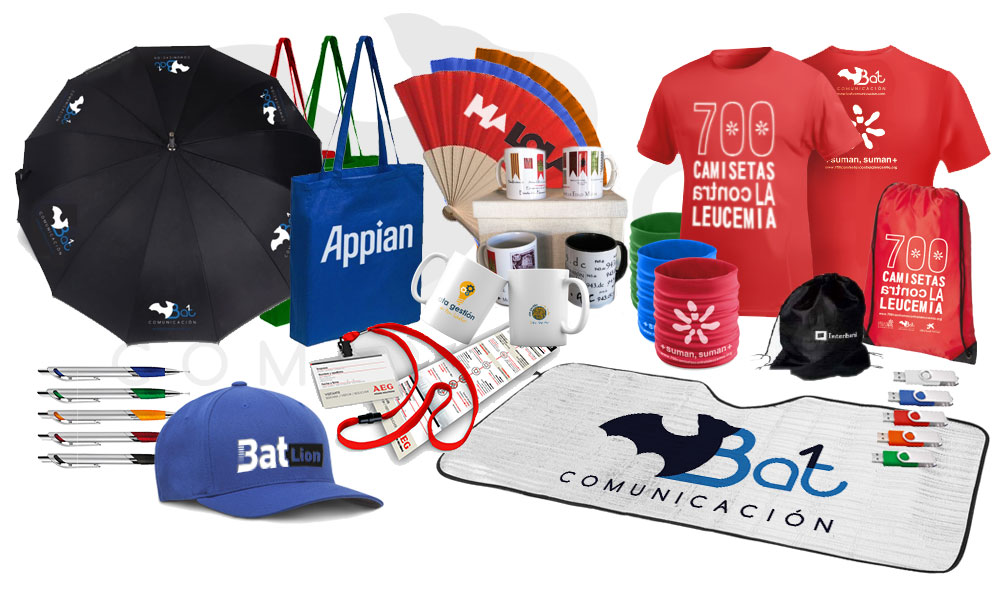 Bodegón de merchandising 2 Bat comunicación Madrid